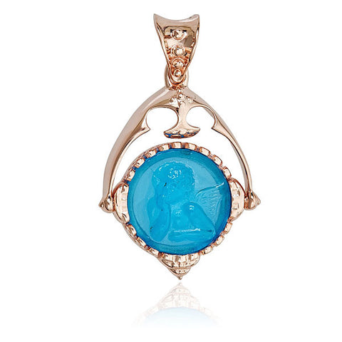 Turquoise Blue Intaglio Pegasus Pendant