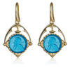 Aqua Blue Intaglio Cupid Earrings