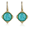 Aqua Blue Intaglio Cupid Earrings