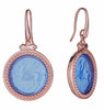 Light Blue Intaglio Pegasus 18k Rose Vermeil Earrings