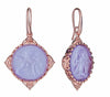 18k Rose Vermeil Lilac Cupid Intaglio Earrings